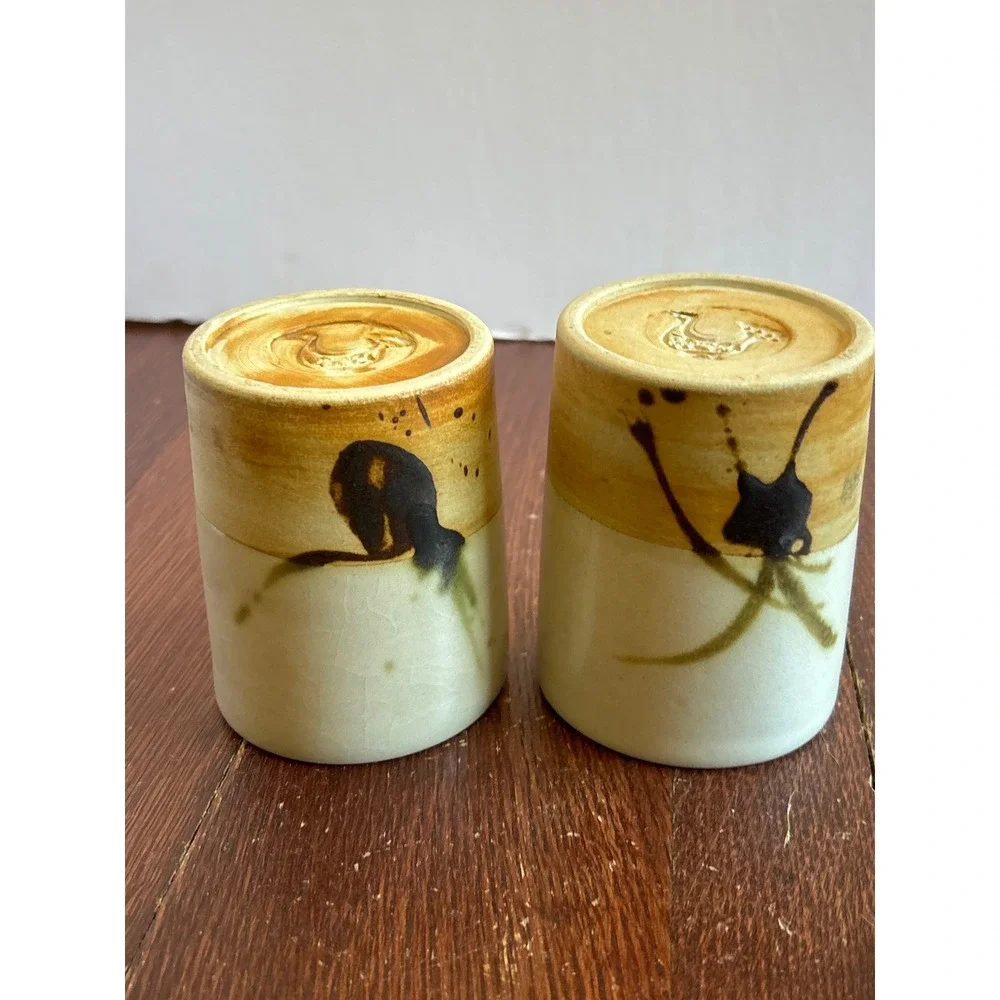 La Colombe Vallauris France Pottery Stoneware Tumblers Set of 2 Vintage Ceramic